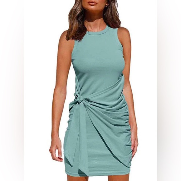 Lillusory Dresses & Skirts - Lillusory Light Green Crewneck Bow Knot Front Sleeveless Tank Dress New